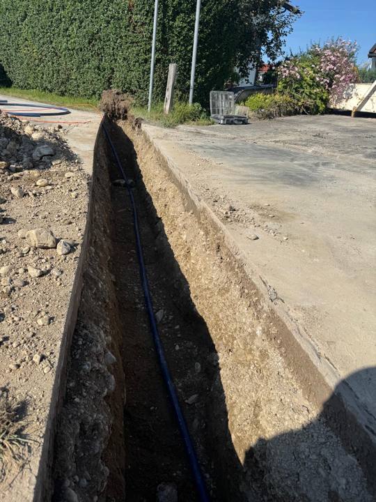 Open trench along the road