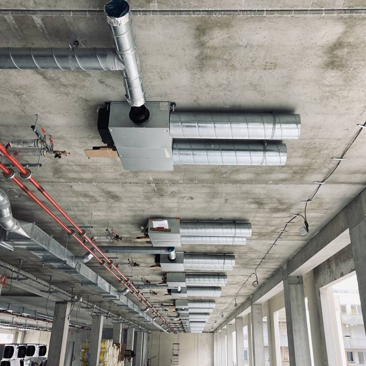 Ventilation ducts under the ceiling