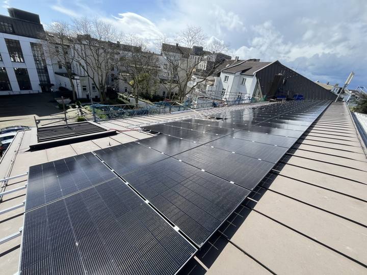 Modules on a metal roof
